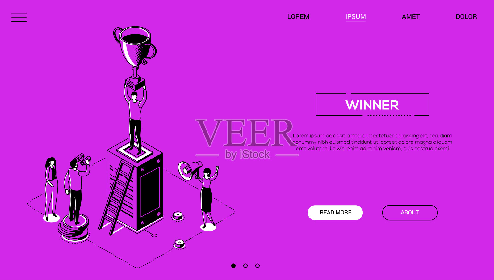 赢家线设计风格等距网横幅插画图片素材