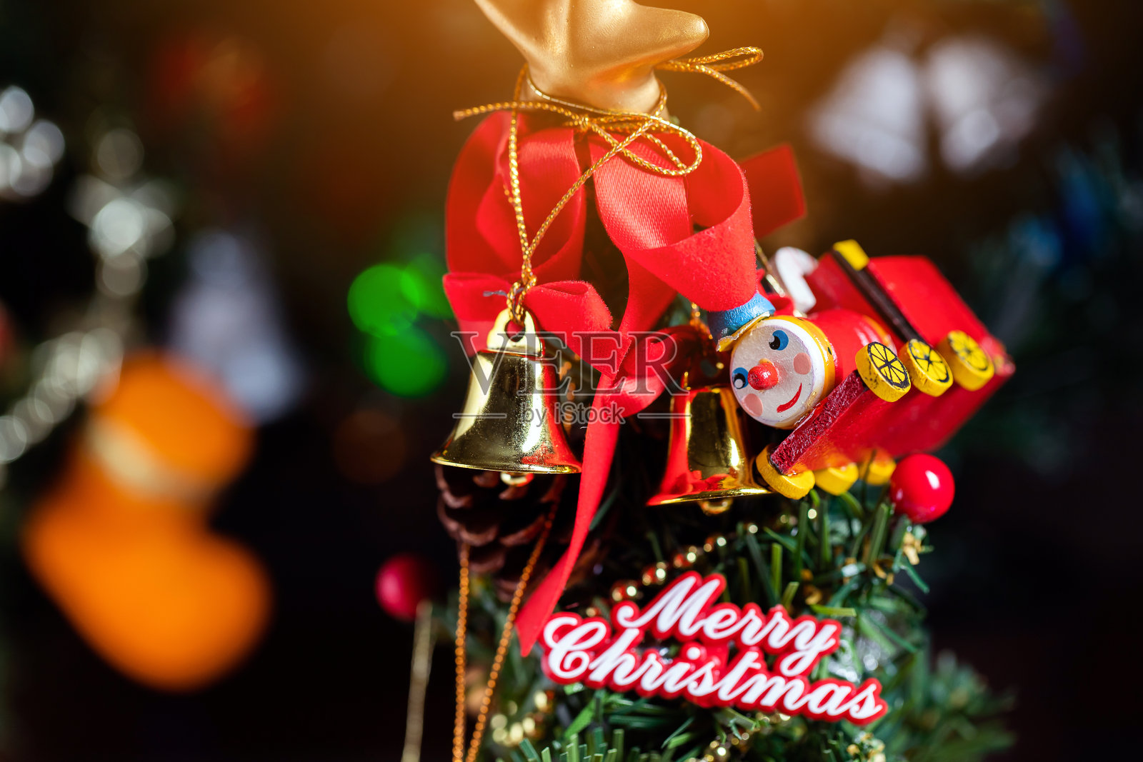 圣诞背景装饰和木制礼品盒照片摄影图片