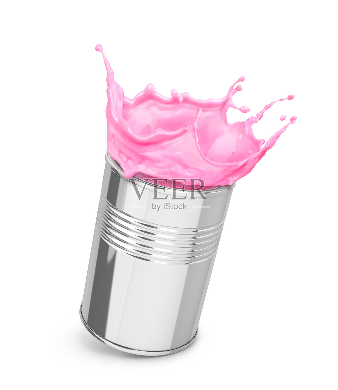 在一个罐子里溅上粉红色的油漆照片摄影图片