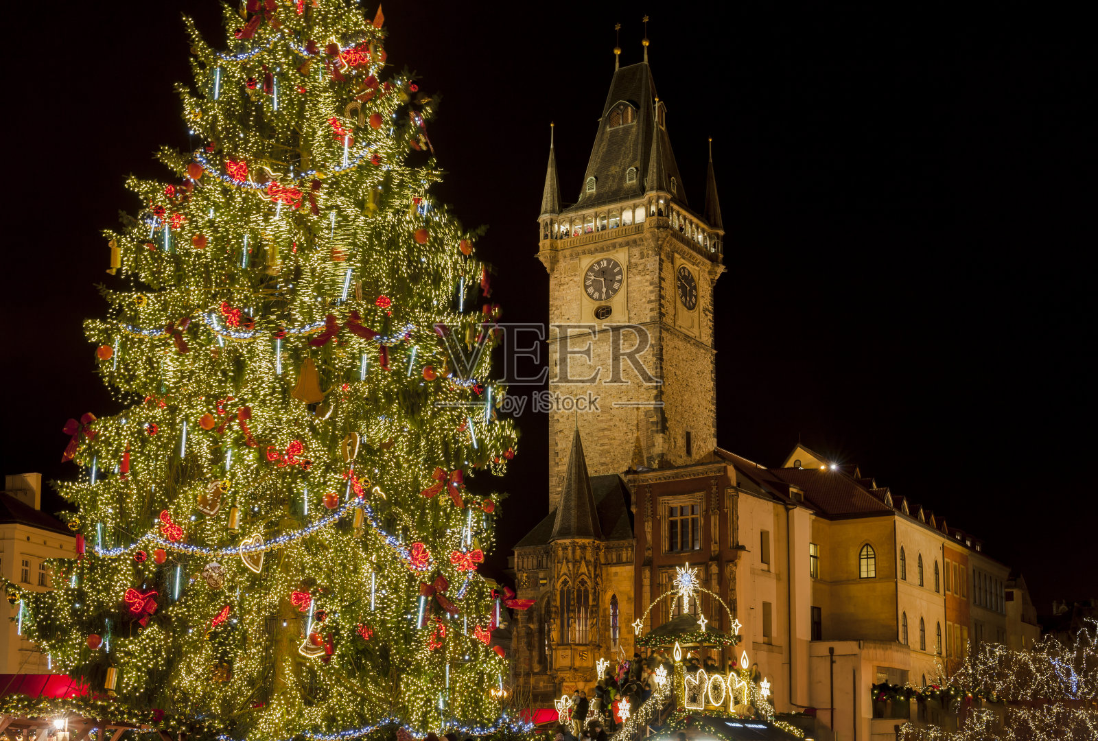 布拉格老城广场-圣诞市场,捷克共和国照片摄影图片