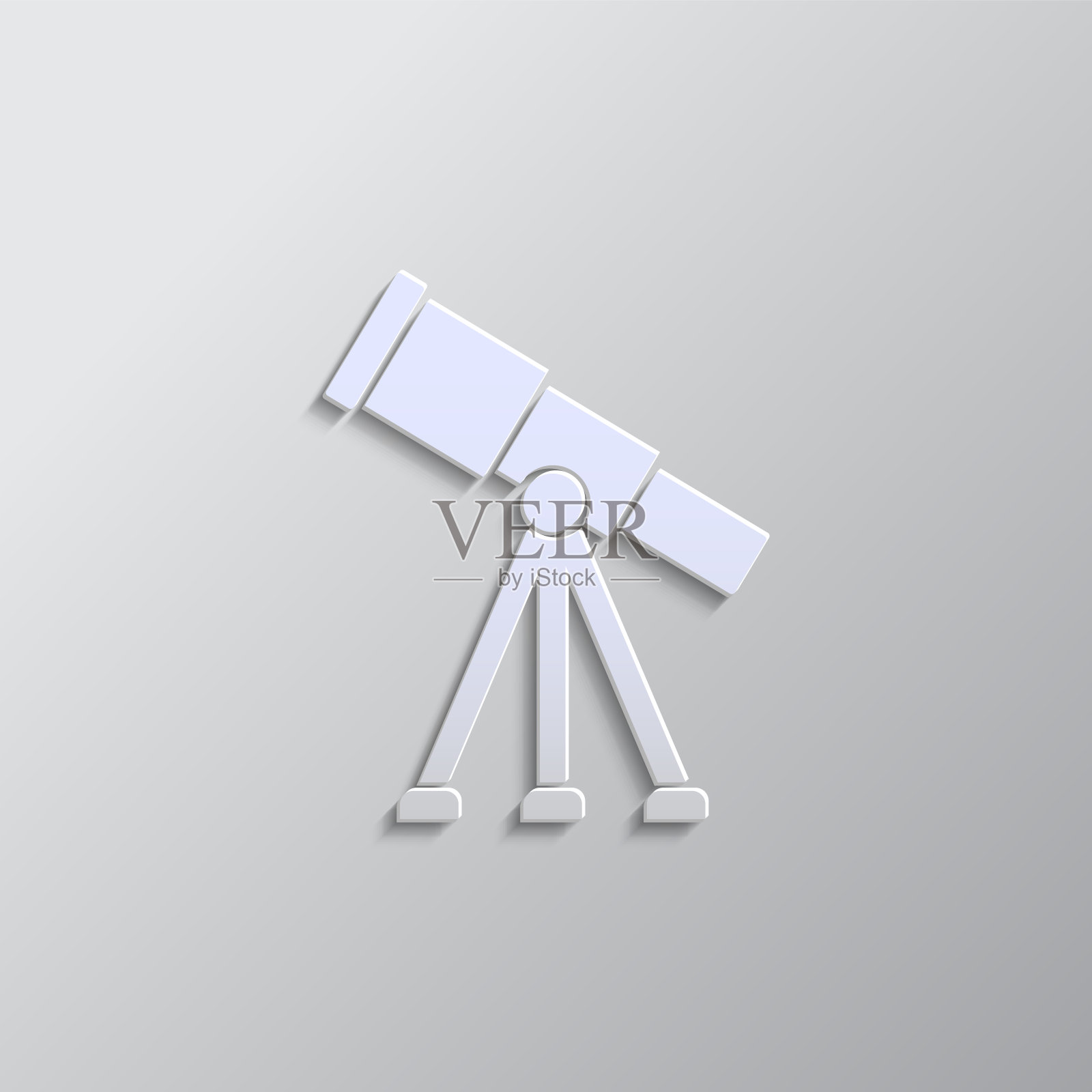 天文台,望远镜,图标纸样式。灰色矢量背景插画图片素材