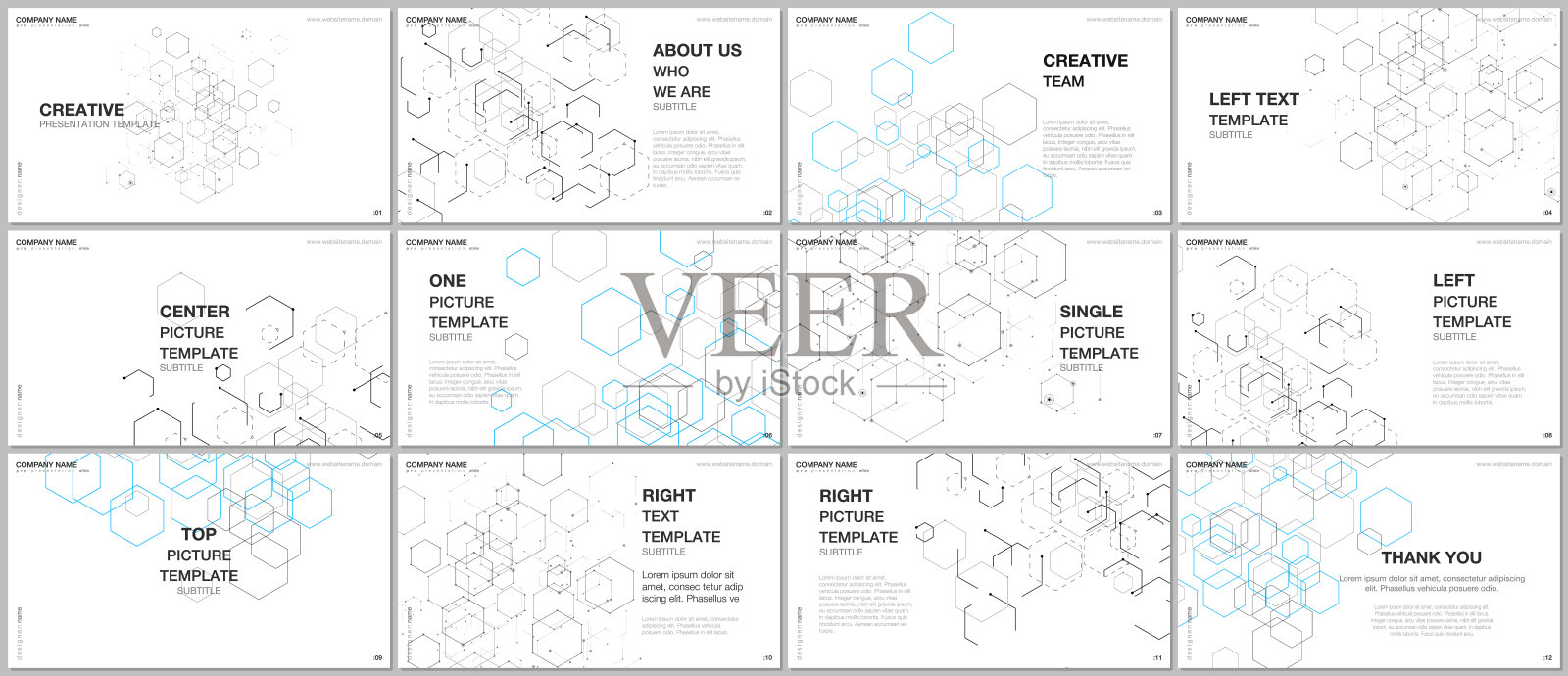 演示设计矢量模板,演示幻灯片、传单、宣传册封面设计的多用途模板。六方分子结构用于医学、技术、化学、科学概念。设计模板素材