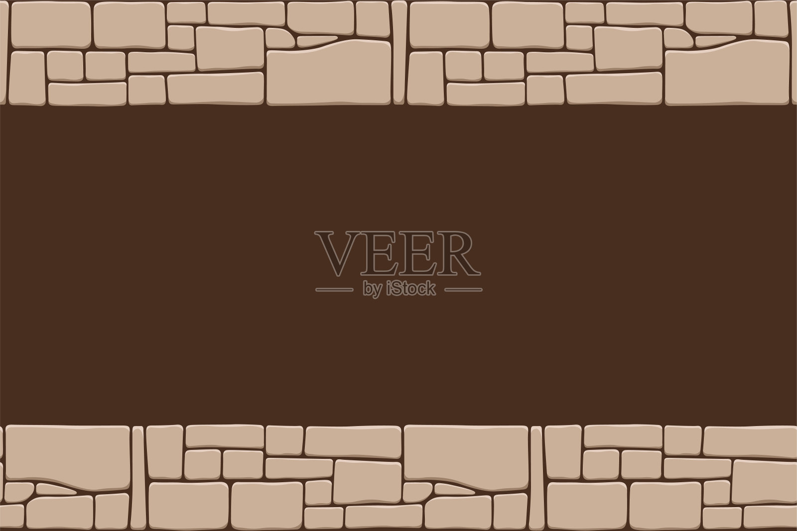 石材无缝边框,石材墙面纹理。插画图片素材