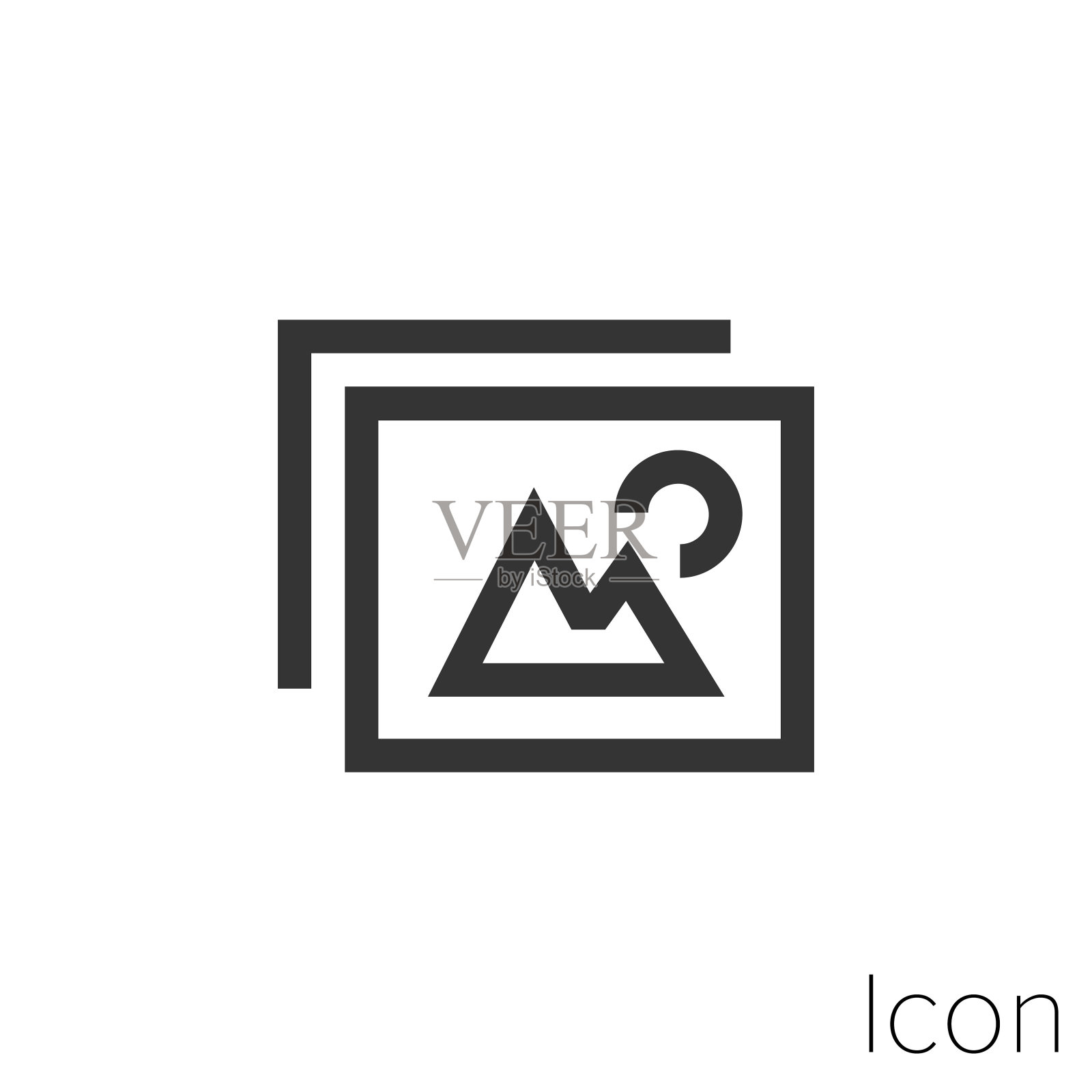 图标照片在黑白插图。插画图片素材