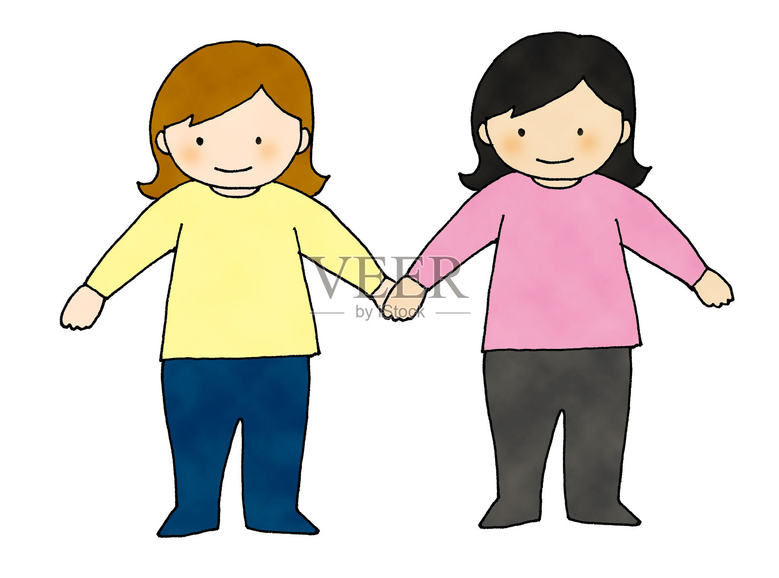 两个孩子手牵着手设计元素图片