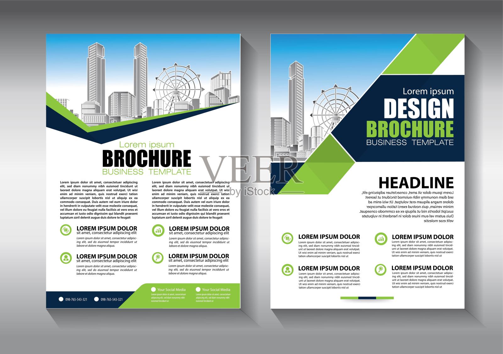 宣传册设计,涵盖现代布局,年度报告,海报,传单A4彩色三角形,几何形状的科技,科学,市场与灯光背景插画图片素材