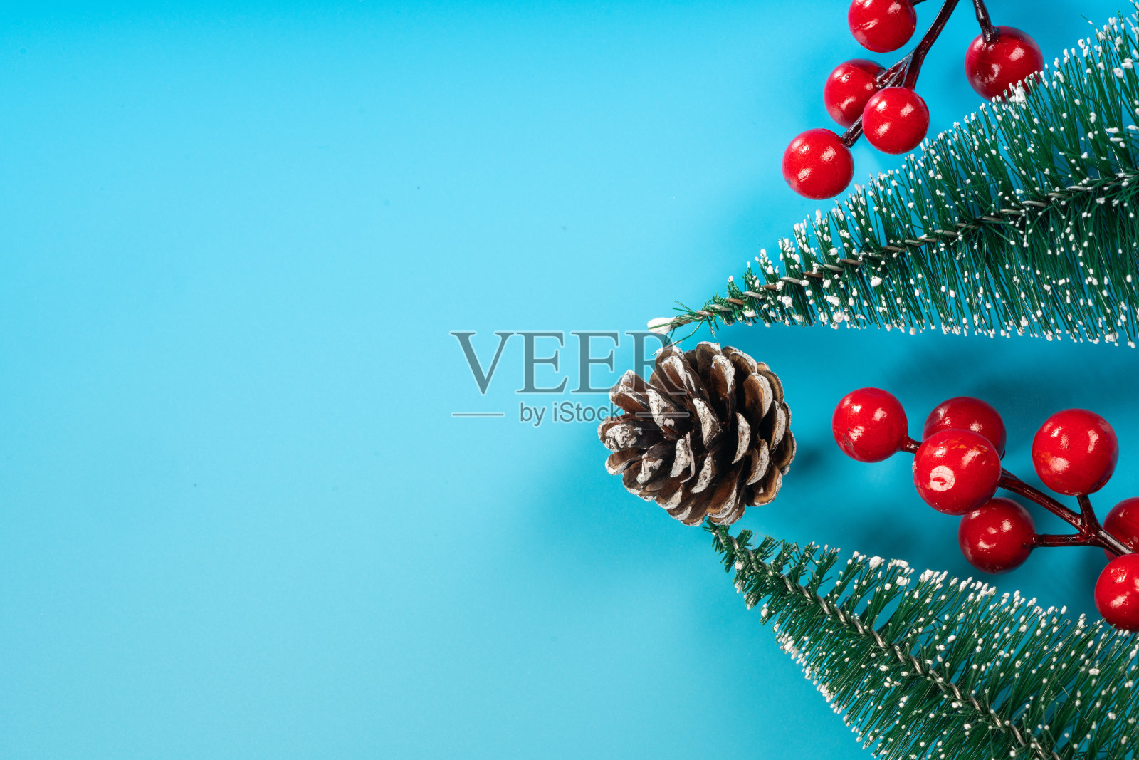 蓝色背景上的圣诞节和概念照片摄影图片