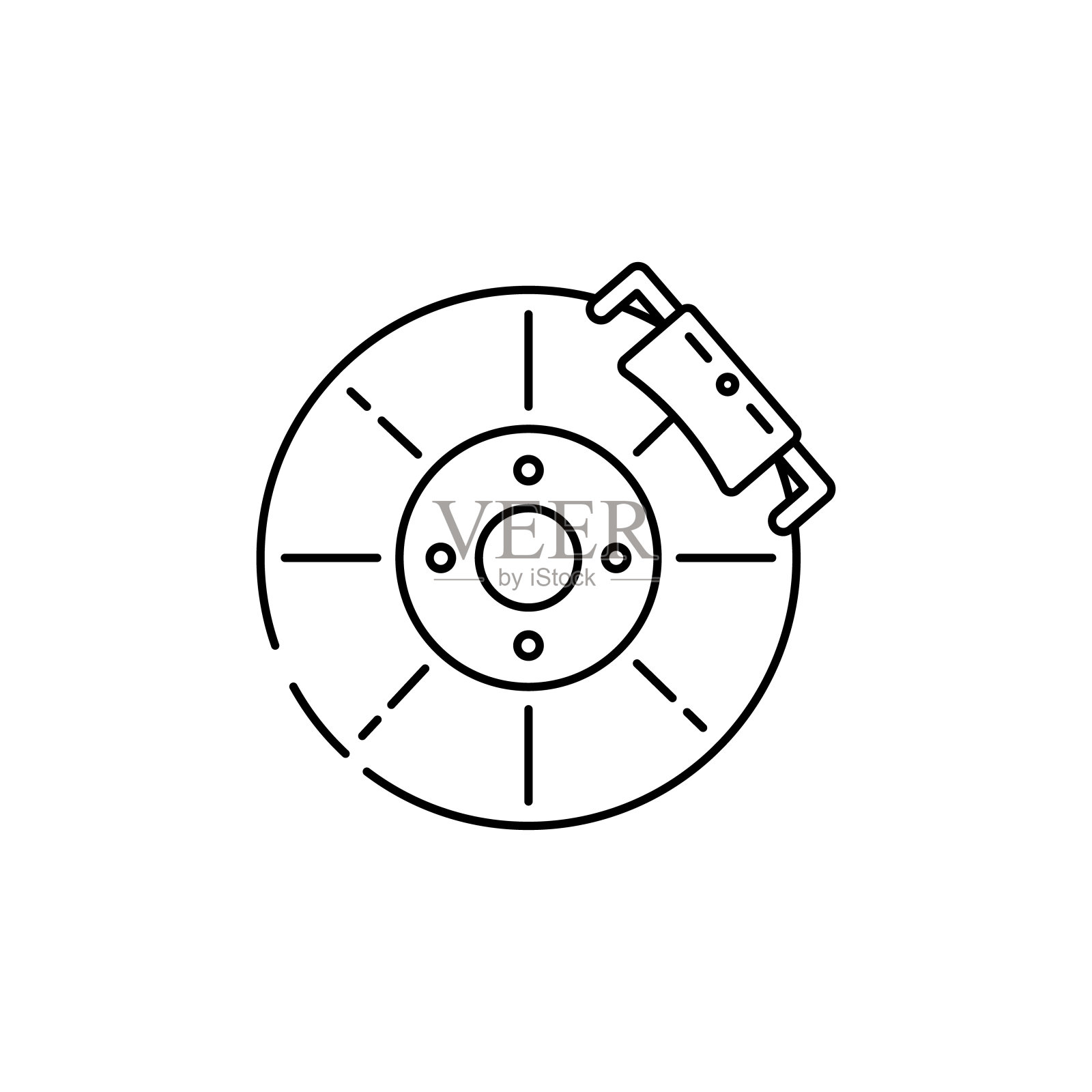 刹车盘,车库,维修线图标上的白色背景插画图片素材
