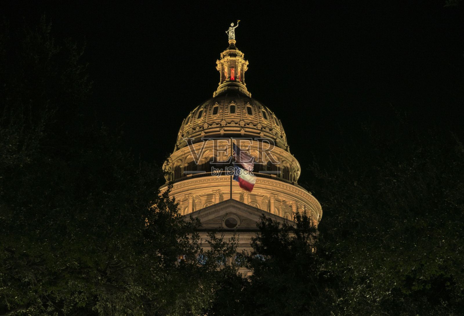 奥斯丁州议会大厦的夜晚照片摄影图片