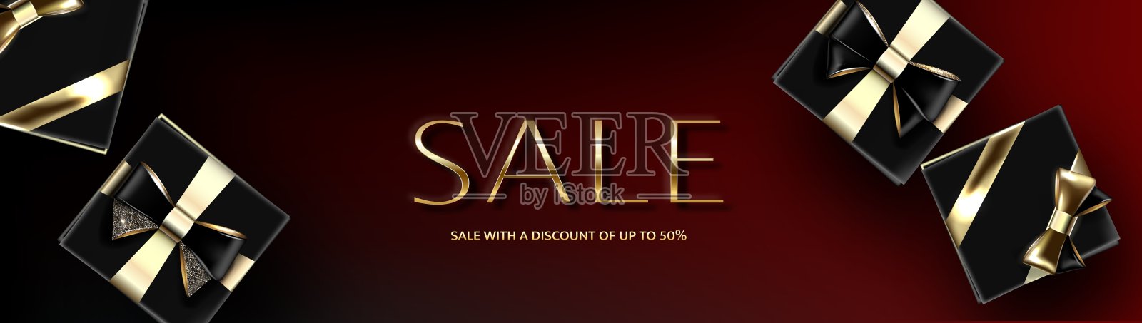 黑色星期五销售。旗帜,海报,标志,金色在黑暗的背景。向量插画图片素材