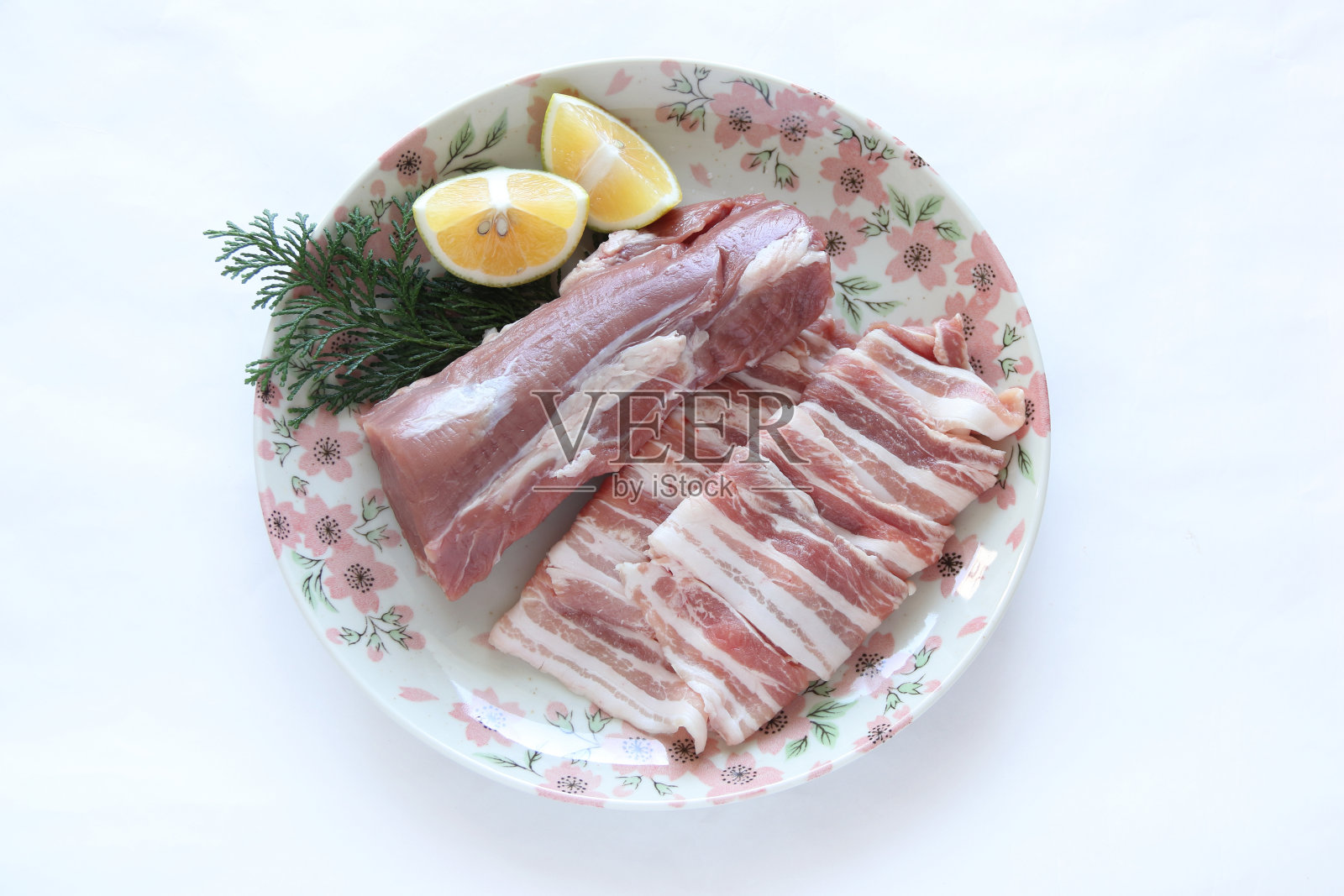 猪肉(五花肉和里脊肉)照片摄影图片