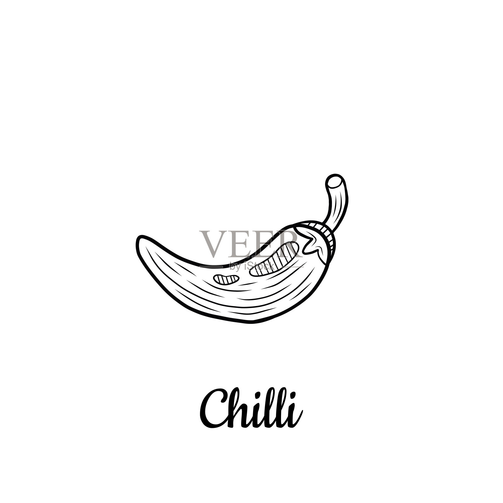 手画辣椒孤立在白色。蔬菜图纸。矢量插图。插画图片素材