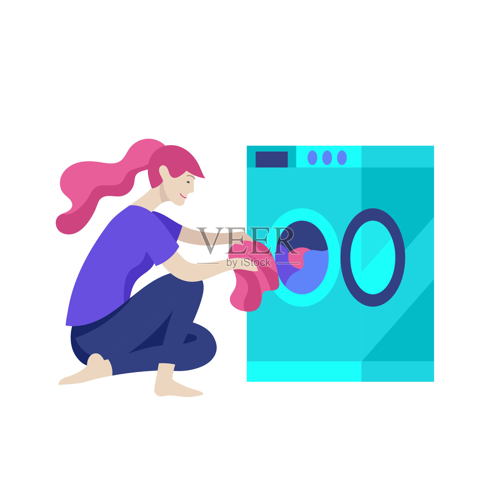 每天例行的场景和花时间在一起的年轻浪漫的夫妇。插画图片素材