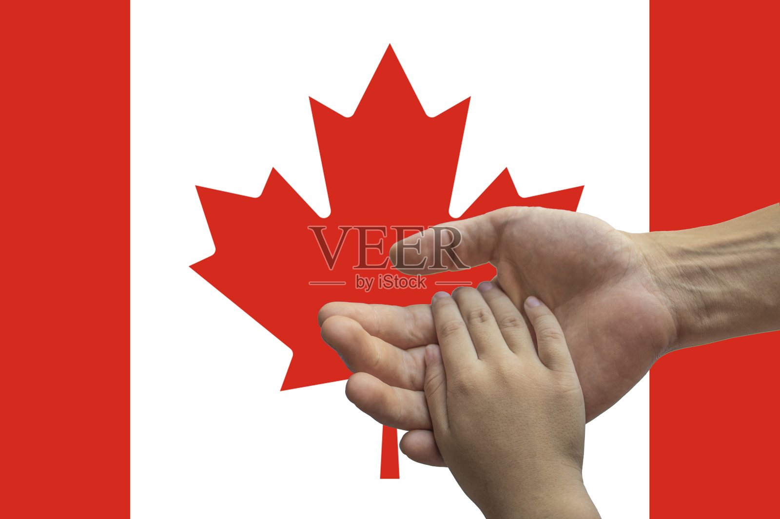 加拿大国旗,融合了一群多文化的年轻人照片摄影图片