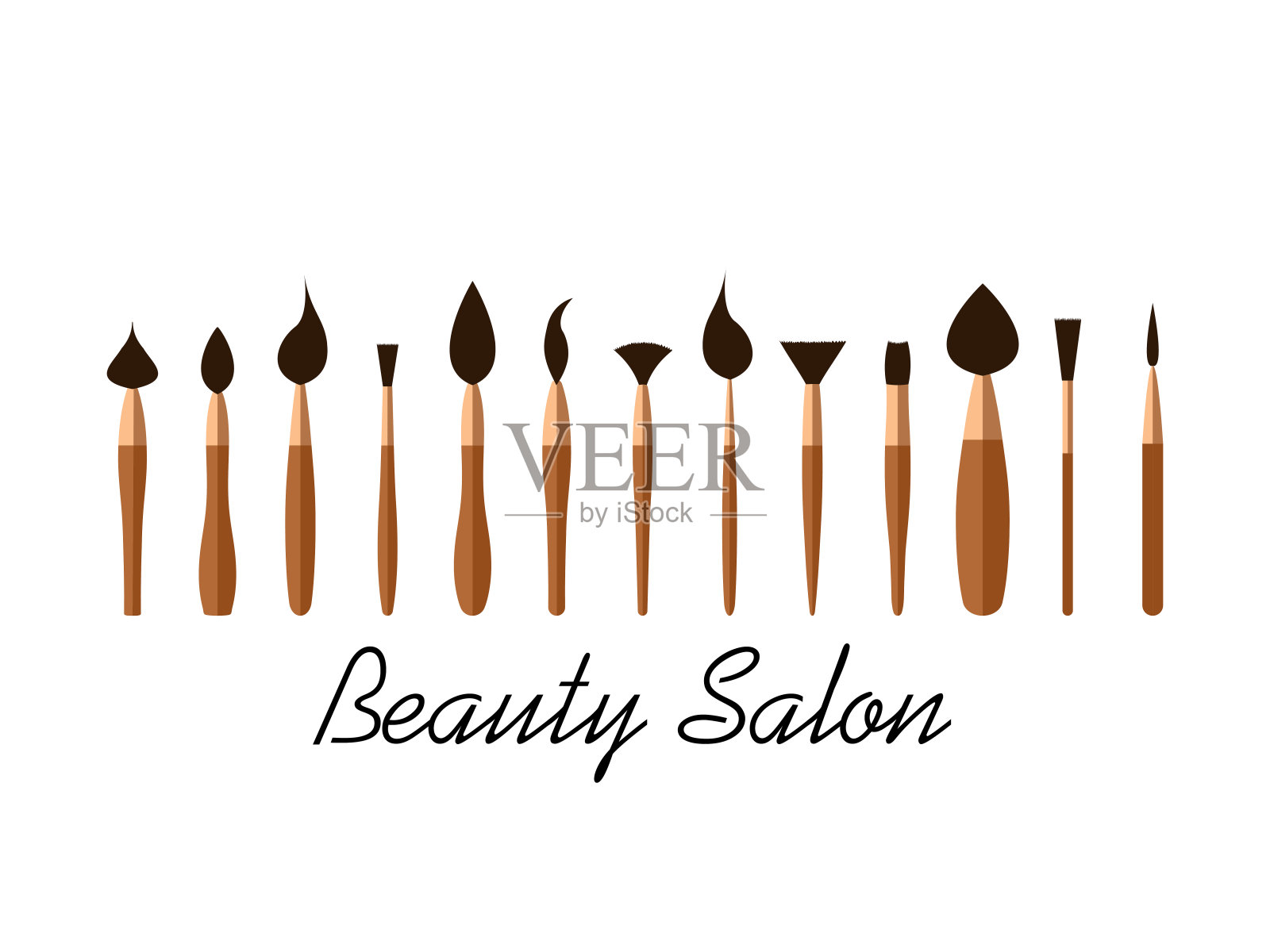 矢量插图化妆笔刷。插画图片素材