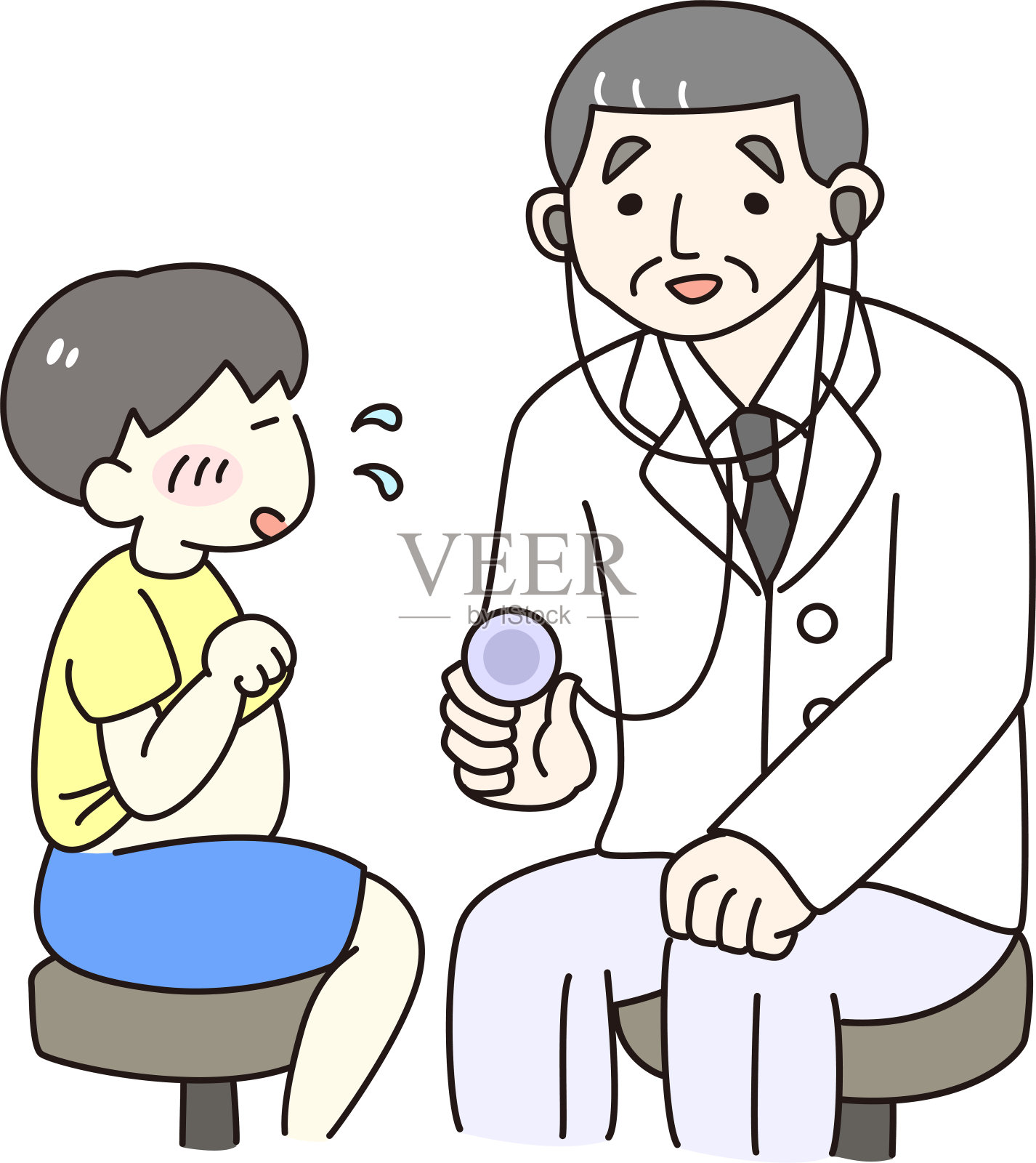 在医院接受检查的孩子插画图片素材
