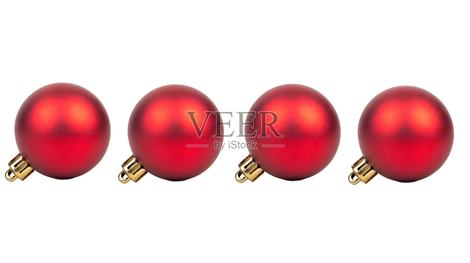 四个红色圣诞球照片摄影图片