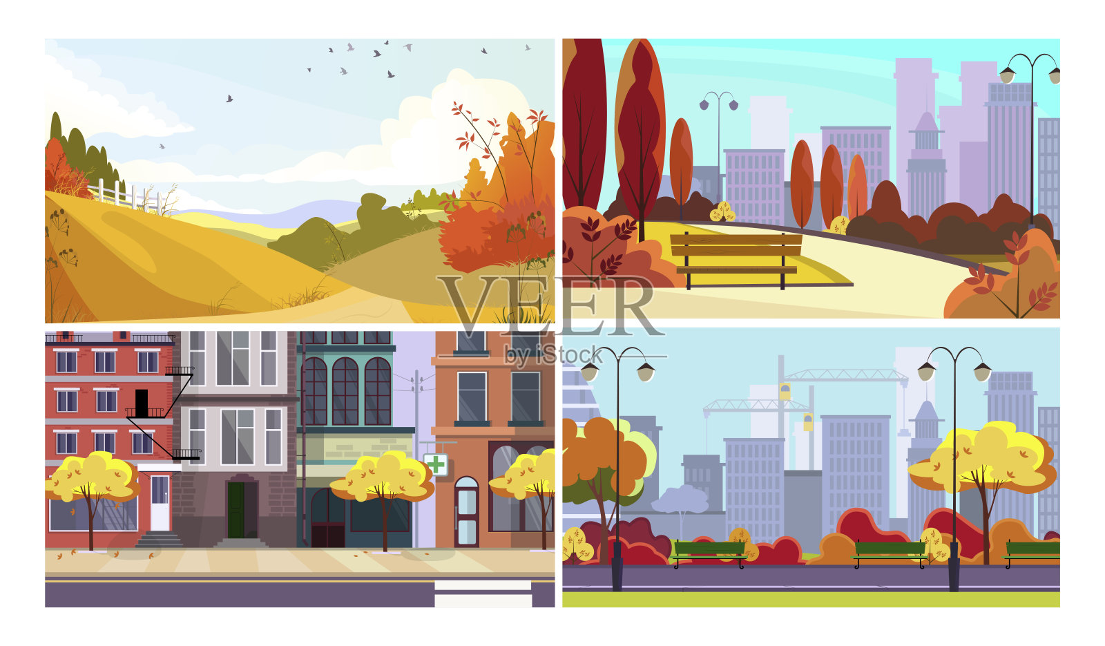 旅行户外平面矢量插图集插画图片素材