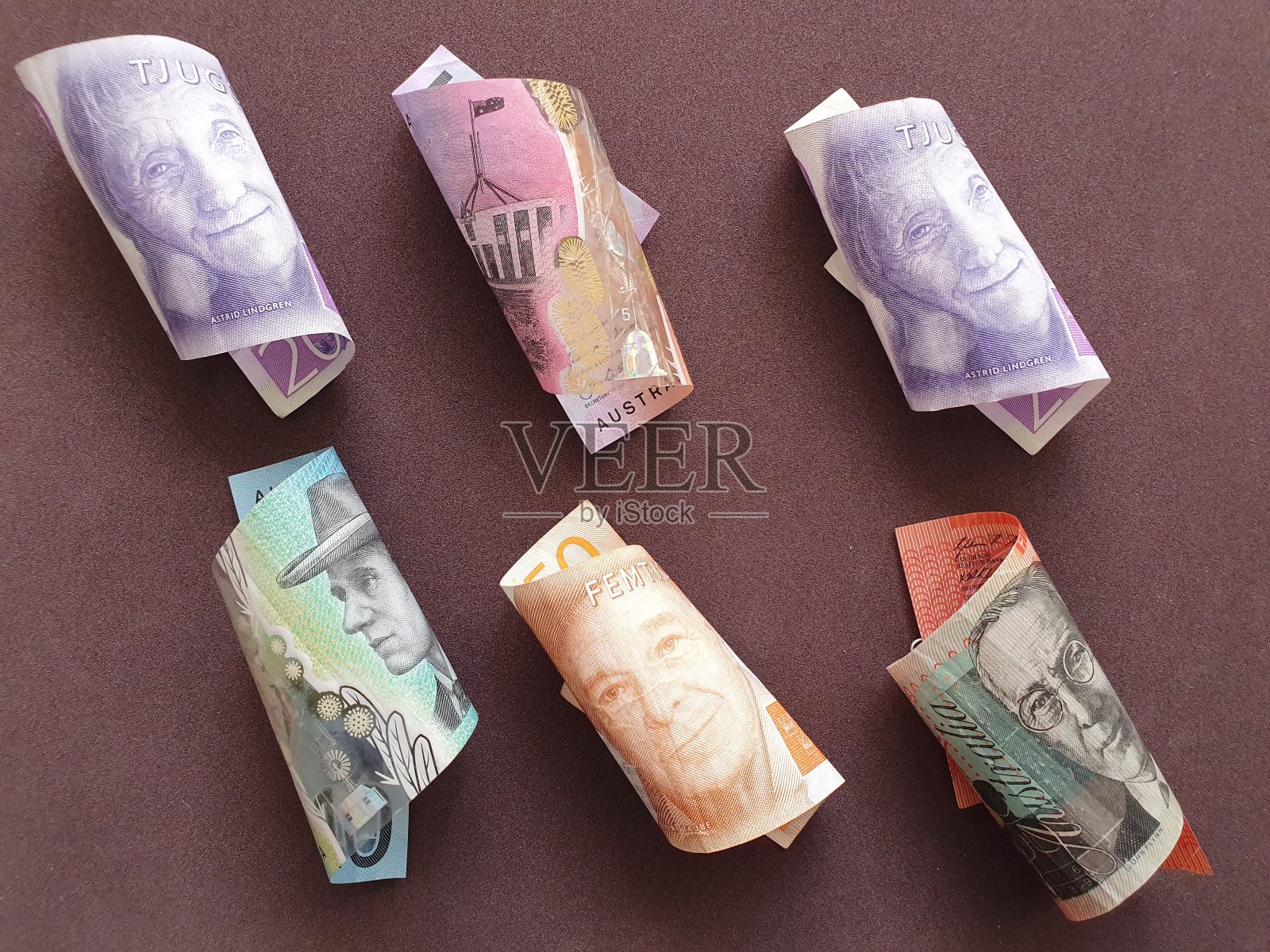 不同面额的瑞典纸币和澳大利亚纸币照片摄影图片