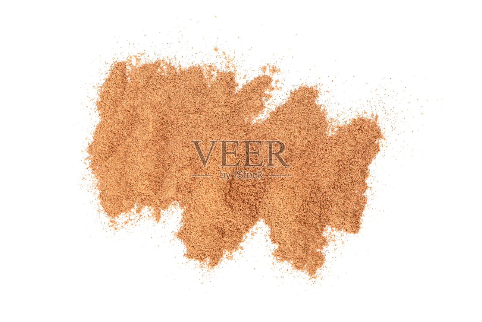 肉桂粉孤立在白色背景,俯视图照片摄影图片