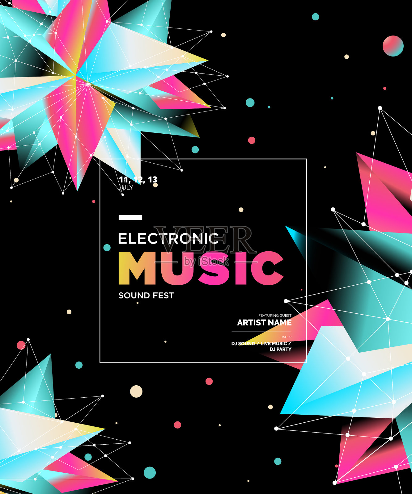 音乐节海报采用抽象渐变造型,模板设计设计模板素材