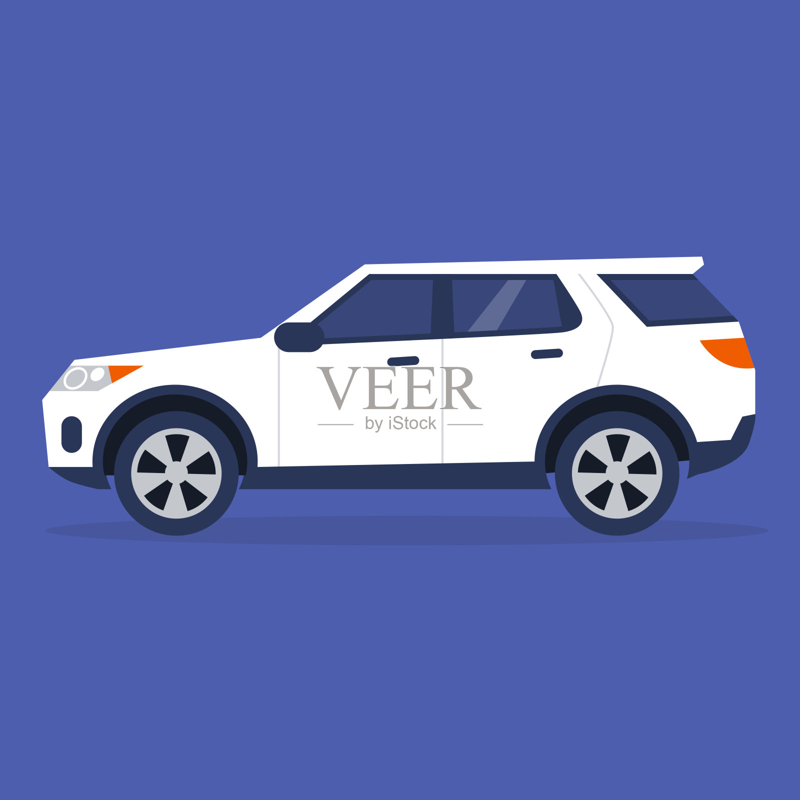 一辆运动型多用途车的侧视图,没有人的插图插画图片素材