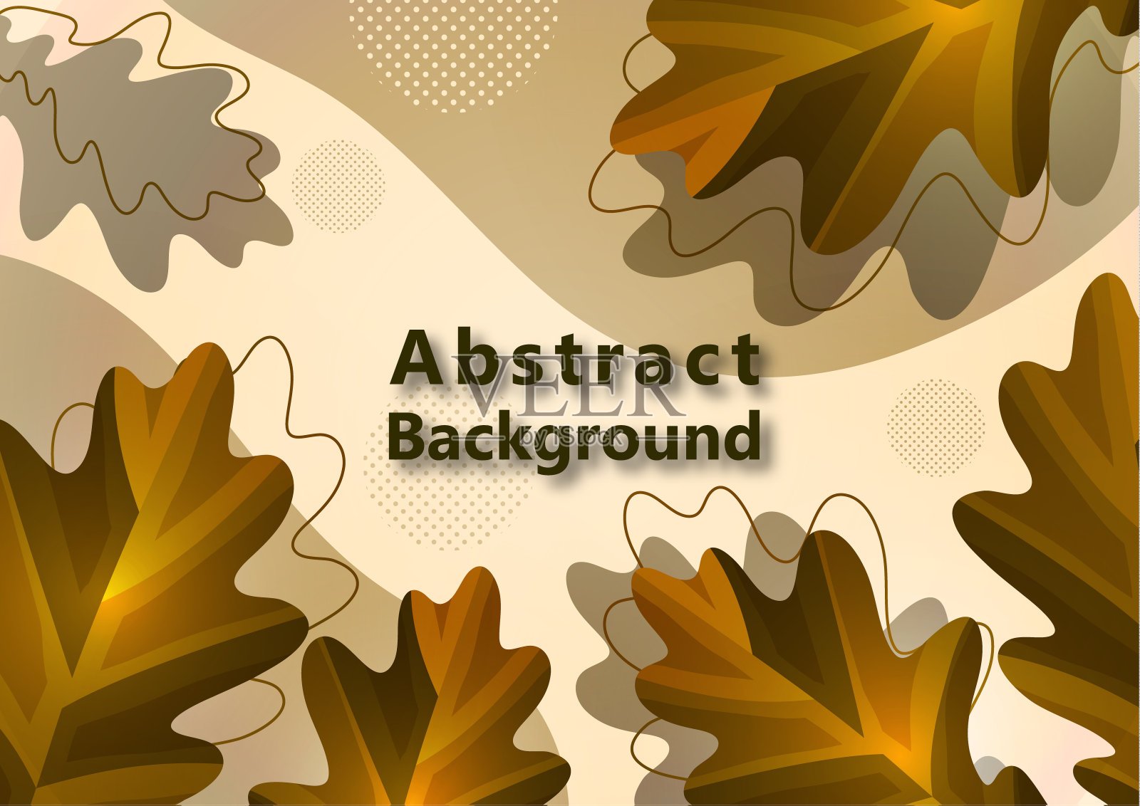 彩色促销横幅出售。矢量插图与创造性的橡树叶在光的背景。季节性折扣。模板与复制空间营销。插画图片素材