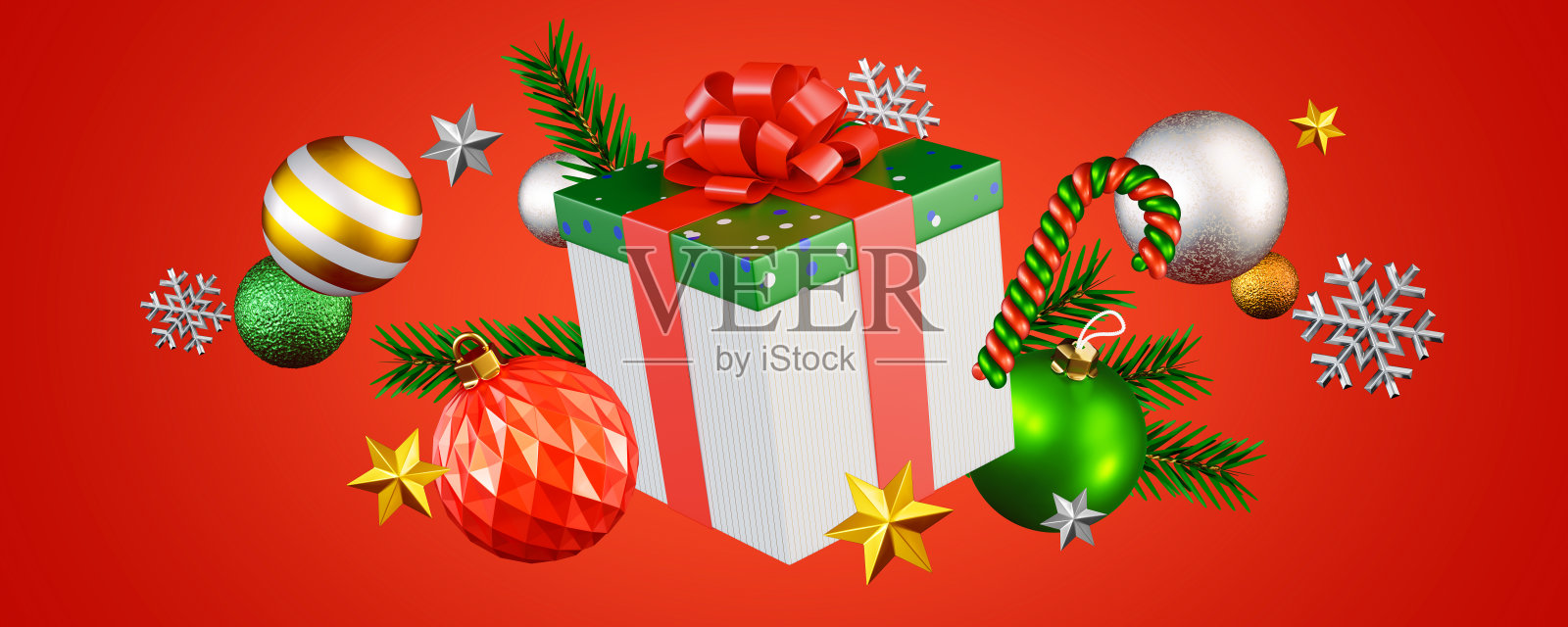 圣诞背景与礼物盒和玻璃球照片摄影图片