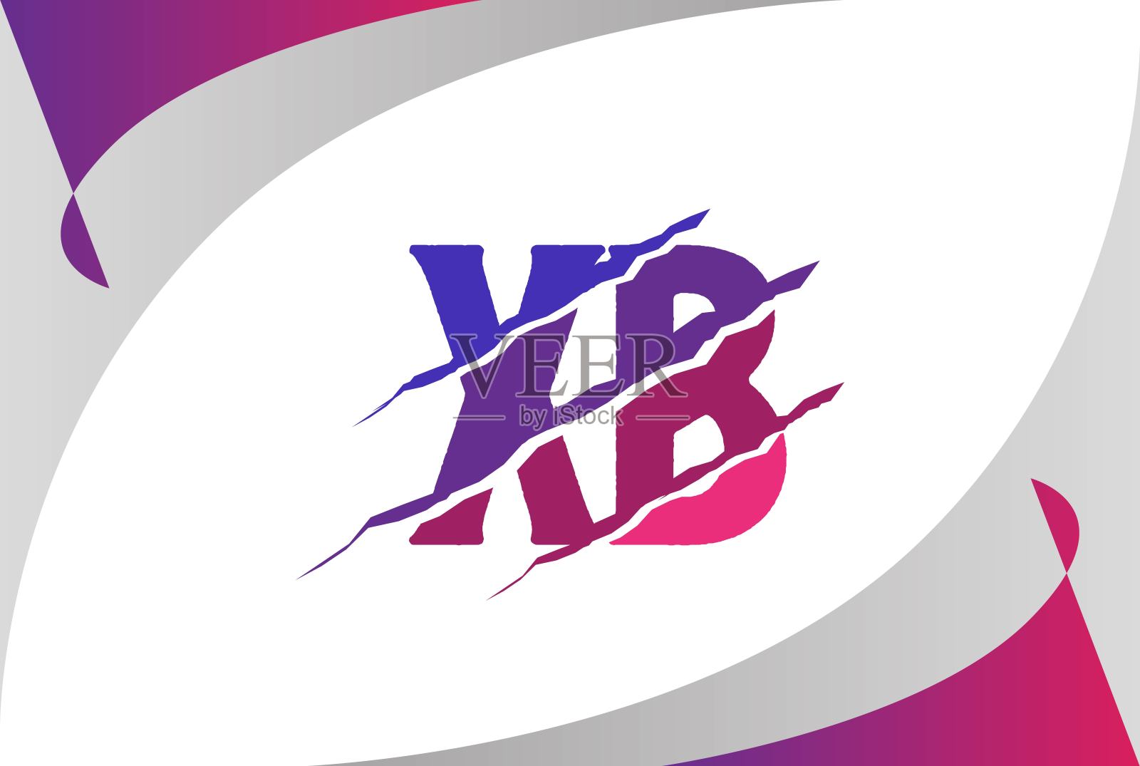 紫粉渐变XB字母模板logo设计具有划痕效果插画图片素材