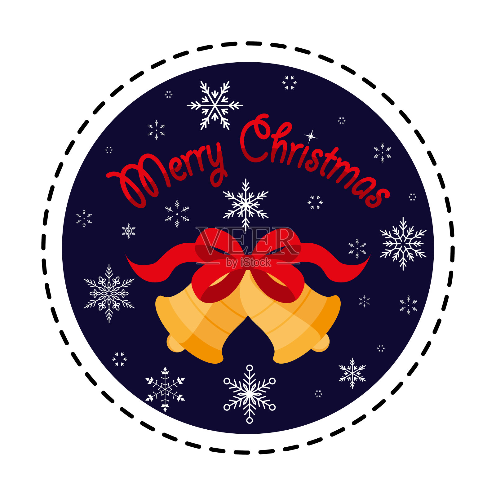 圣诞铃铛节日矢量插画扁平设计插画图片素材