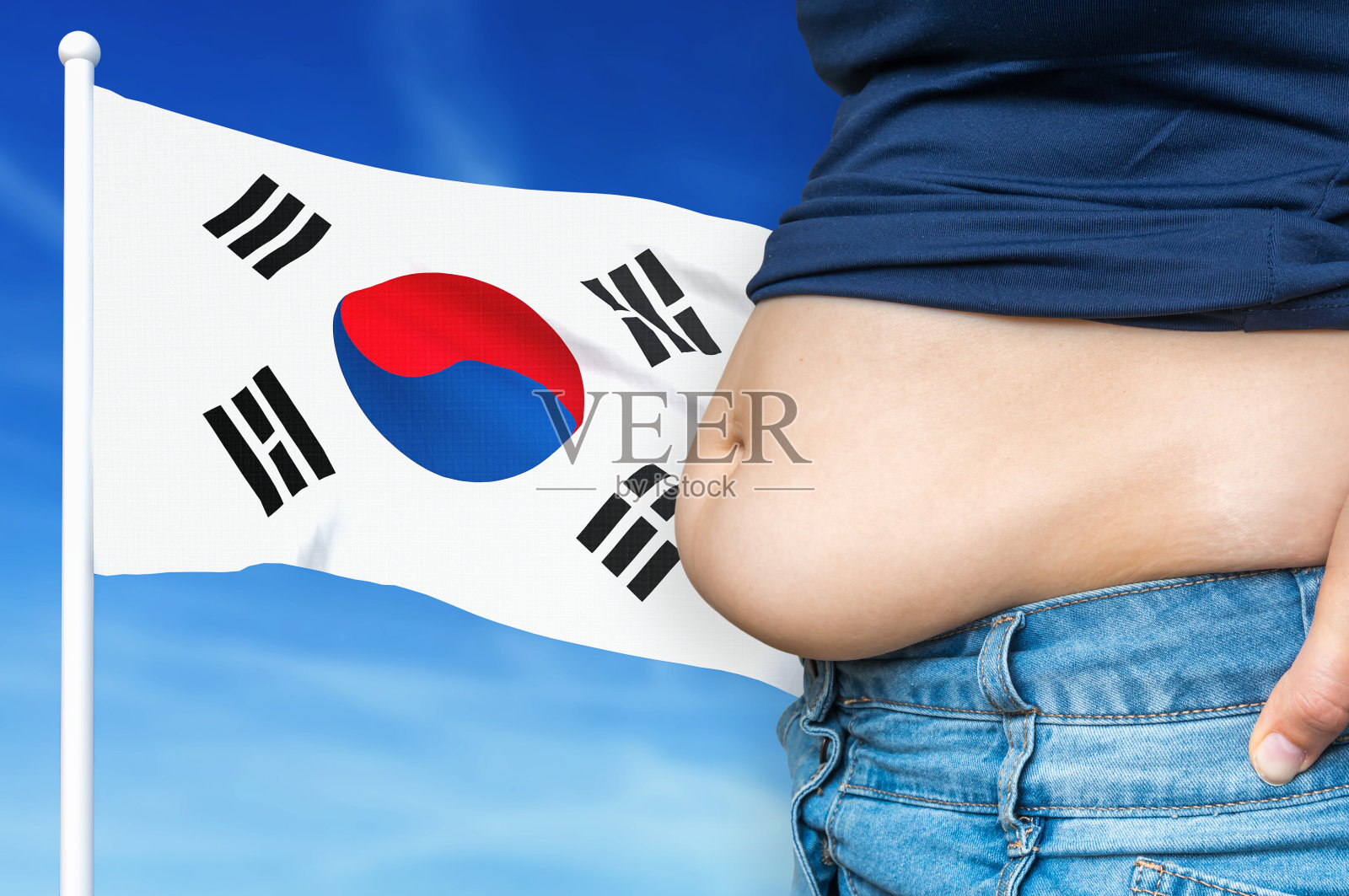 韩国的肥胖问题:超重女性背景照片摄影图片