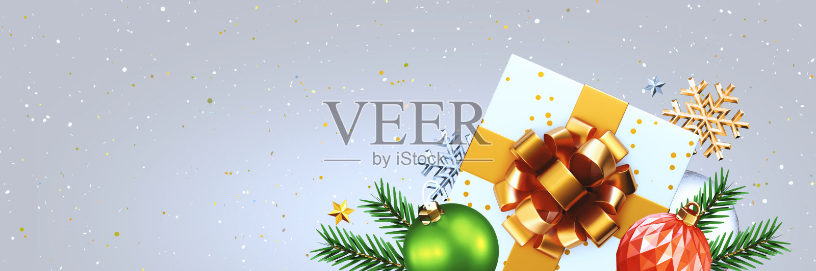 圣诞背景与礼物盒和玻璃球照片摄影图片