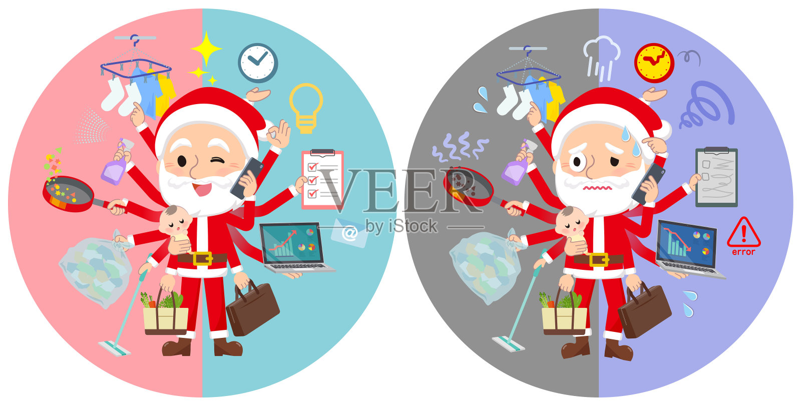 圣诞老人的任务切换插画图片素材