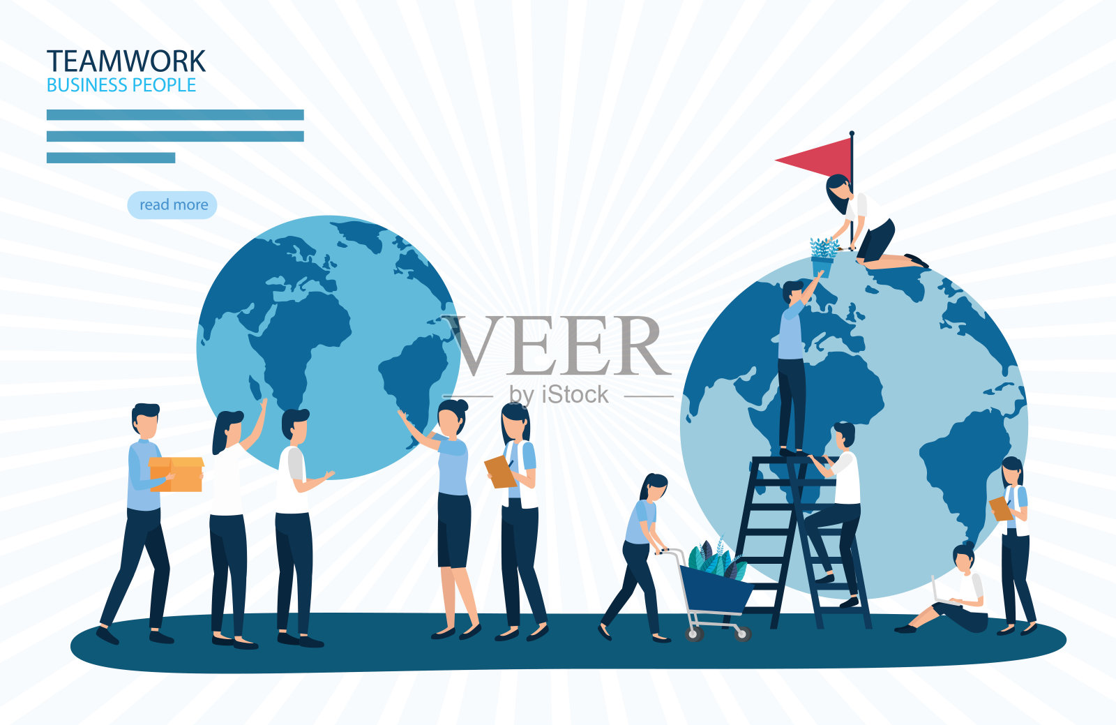 团队合作和商业人士矢量设计插画图片素材