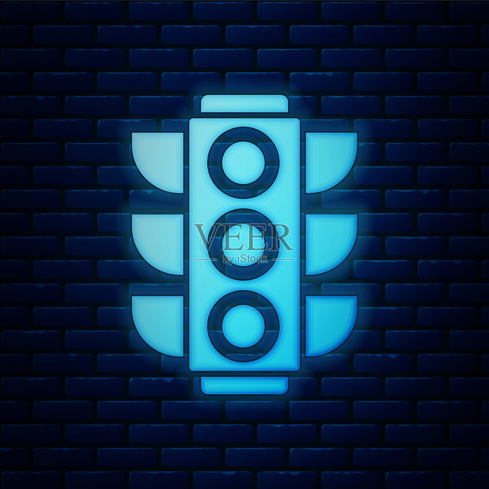 红绿灯图标孤立在砖墙的背景上。矢量图插画图片素材