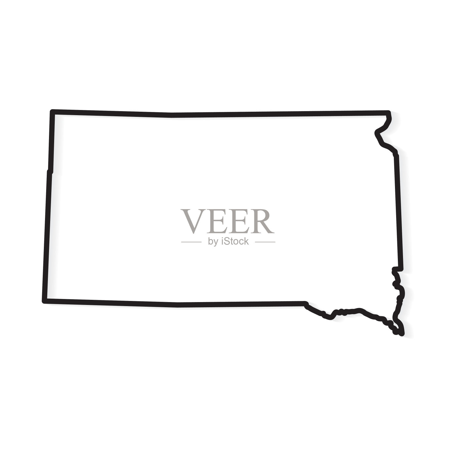 南达科他州地图的黑色轮廓插画图片素材