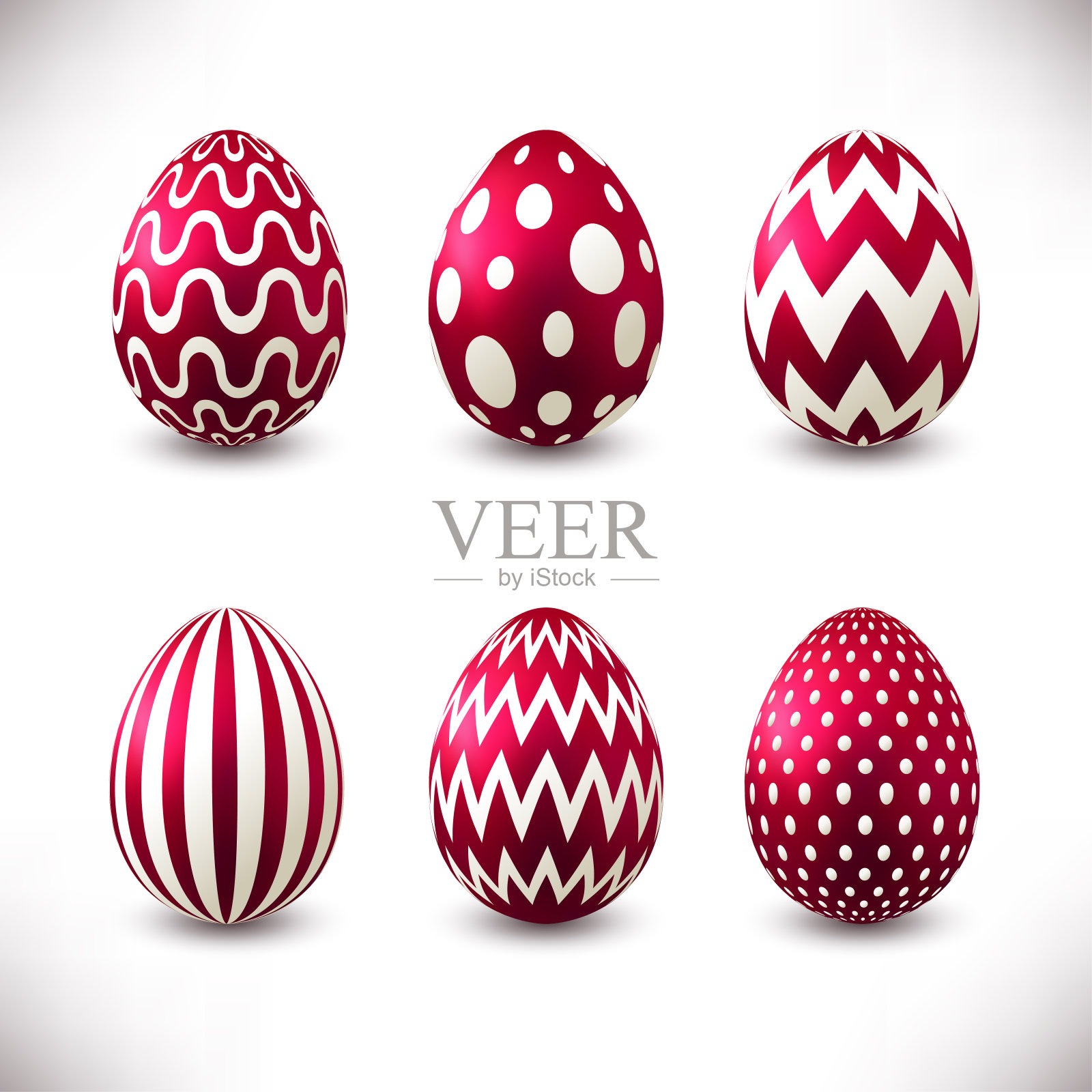 白色背景下复活节彩蛋的特写镜头插画图片素材