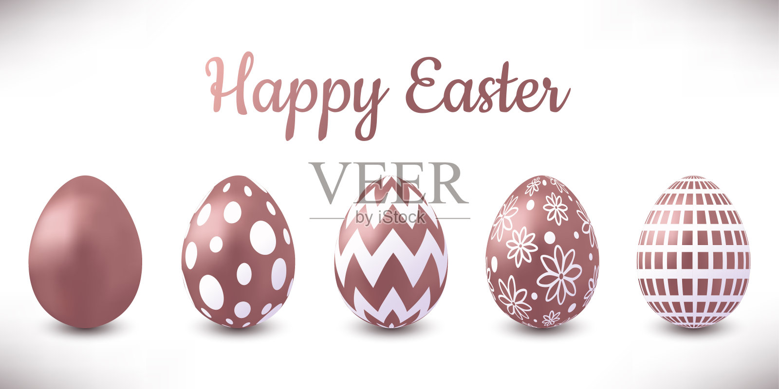 白色背景下复活节彩蛋的特写镜头插画图片素材