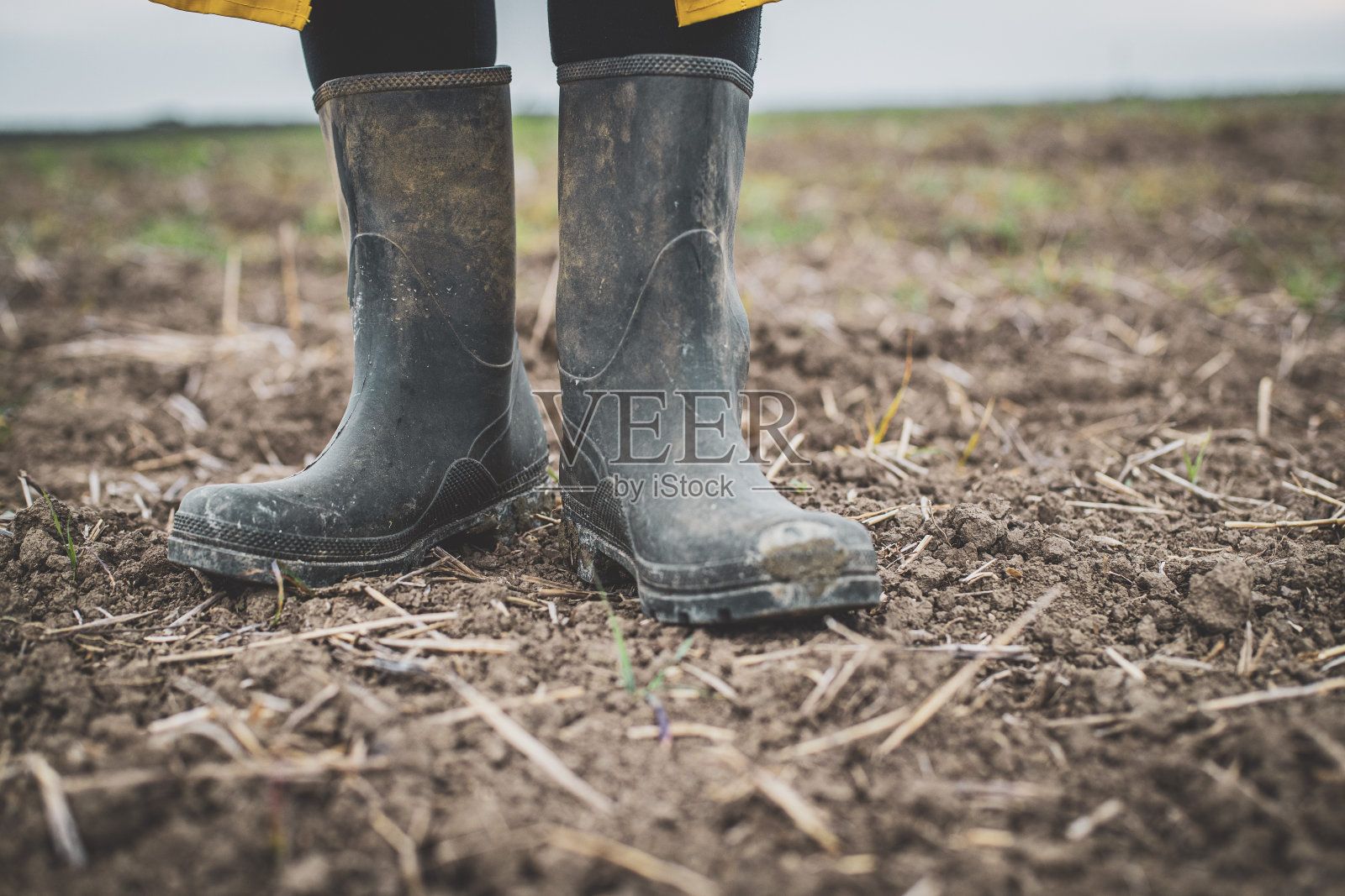 泥泞的园艺靴子照片摄影图片
