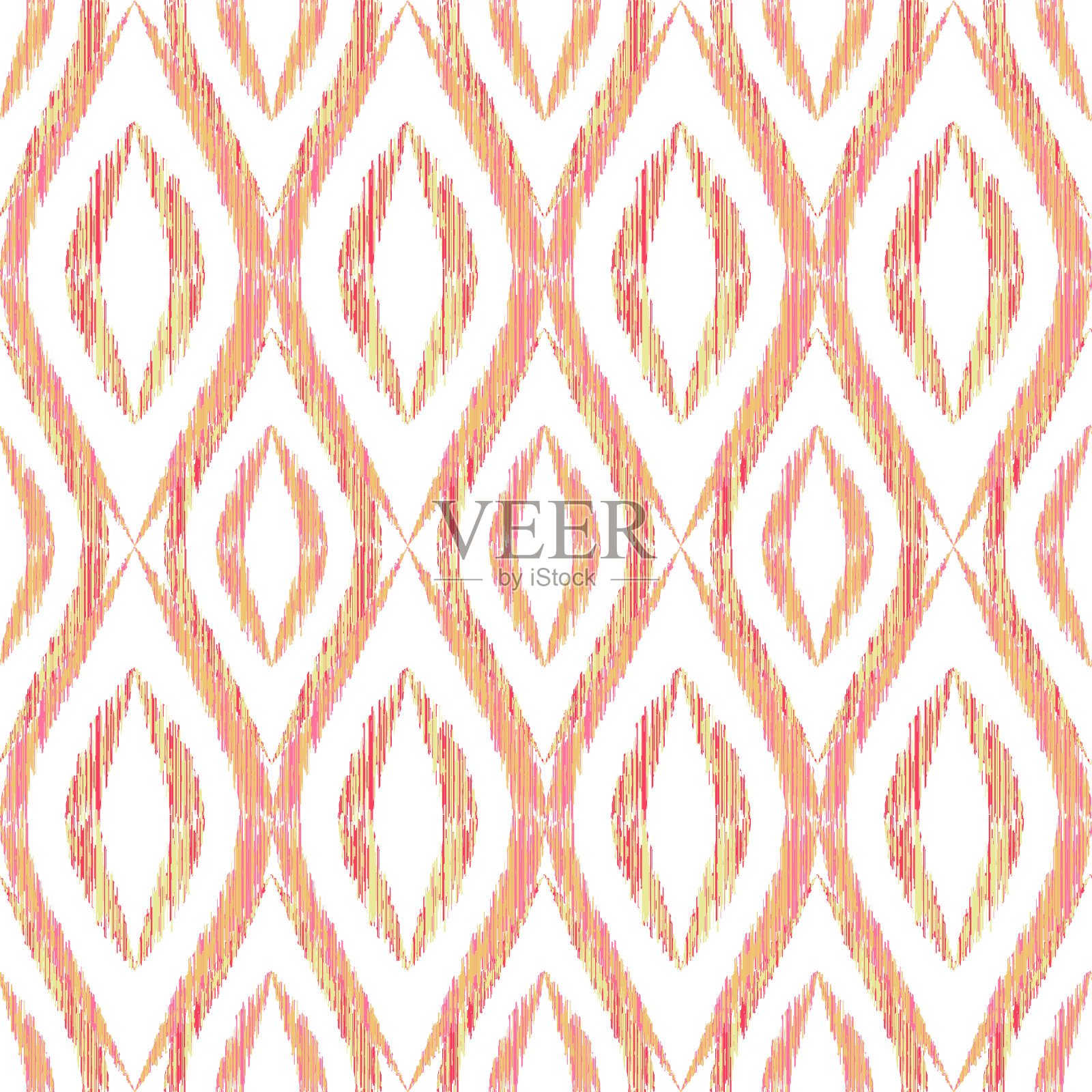 伊卡特ogee无缝矢量模式插图。插画图片素材