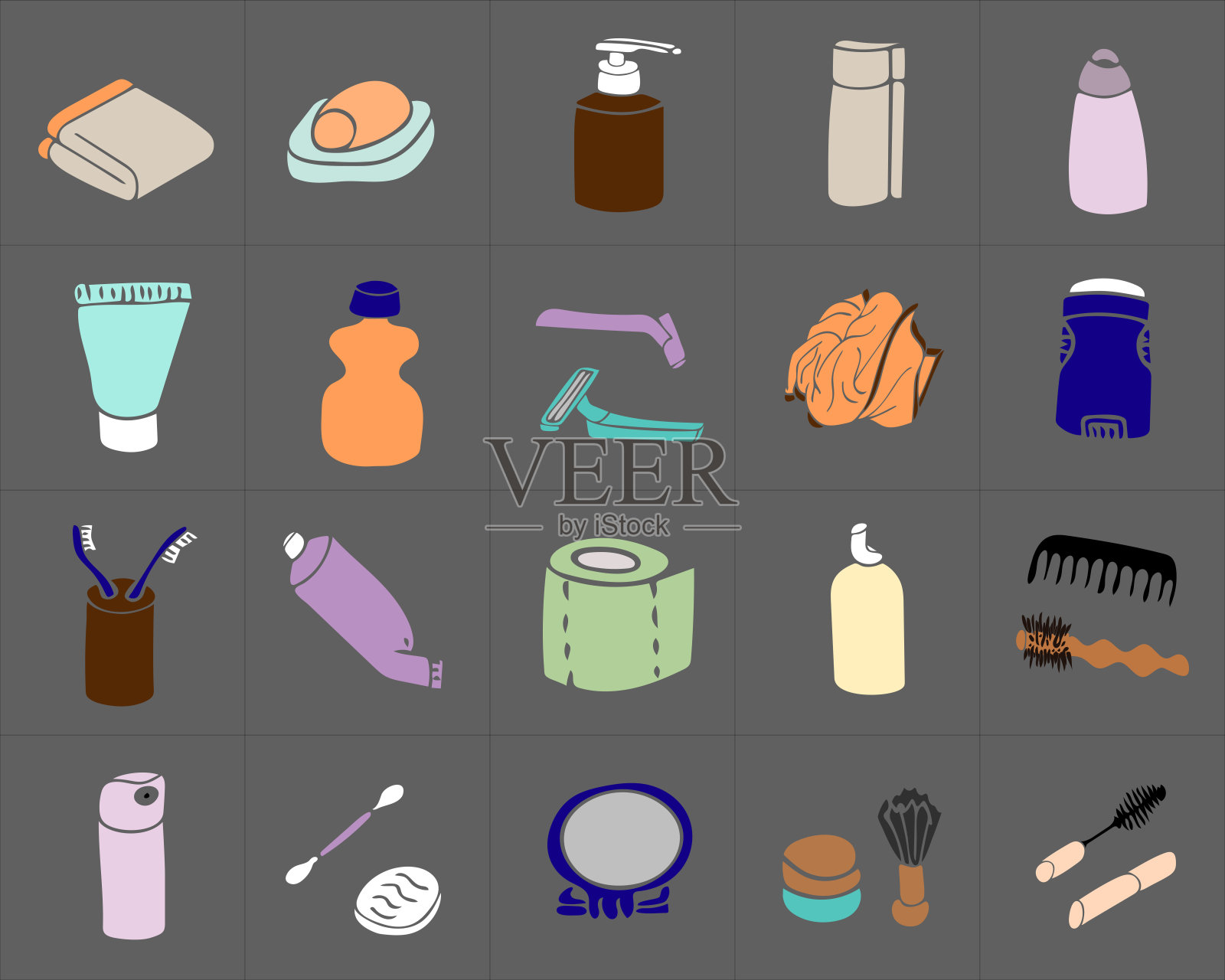 手绘浴室图标。矢量插图。每股收益10图标素材