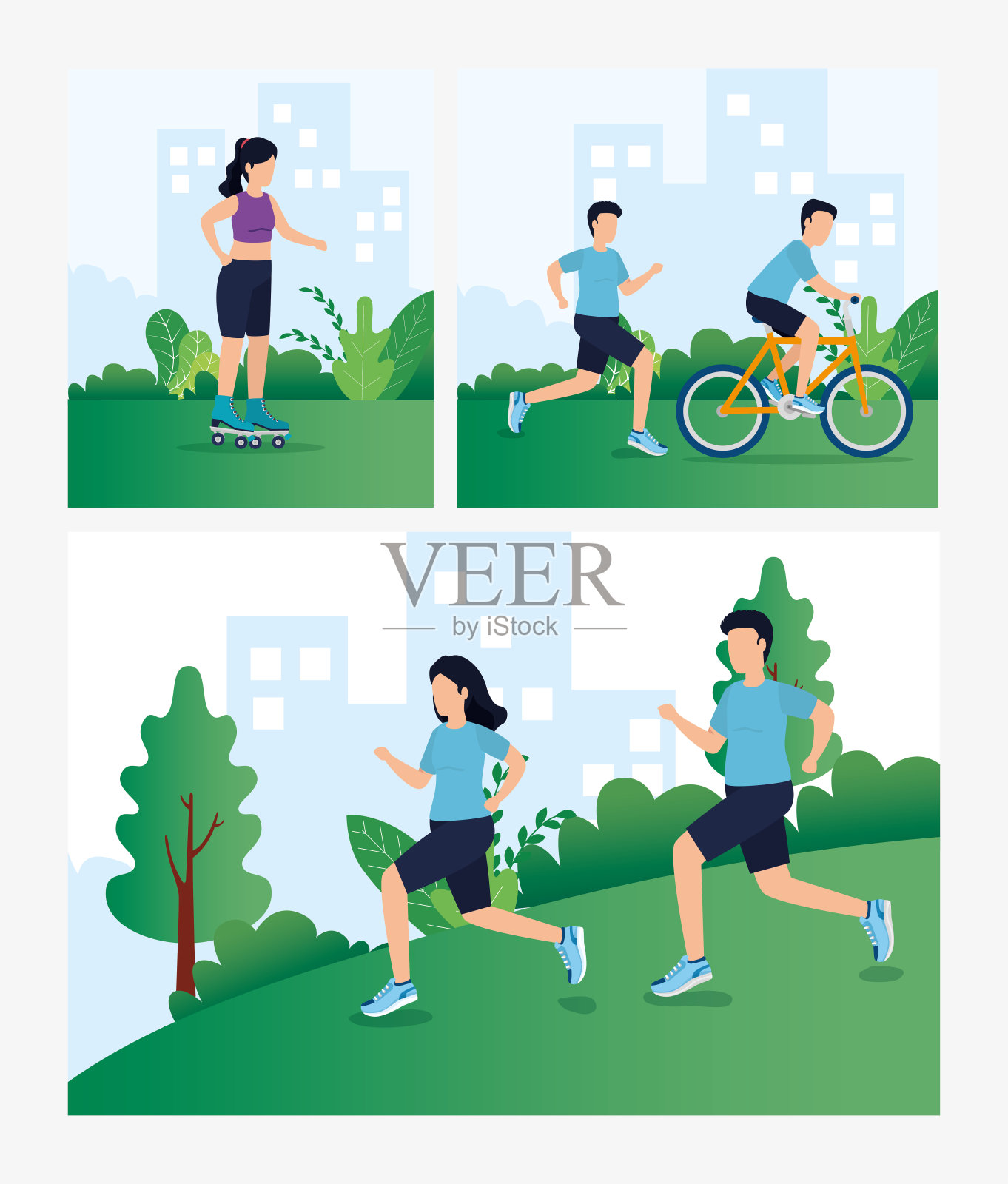 人与健康生活方式的概念矢量设计插画图片素材