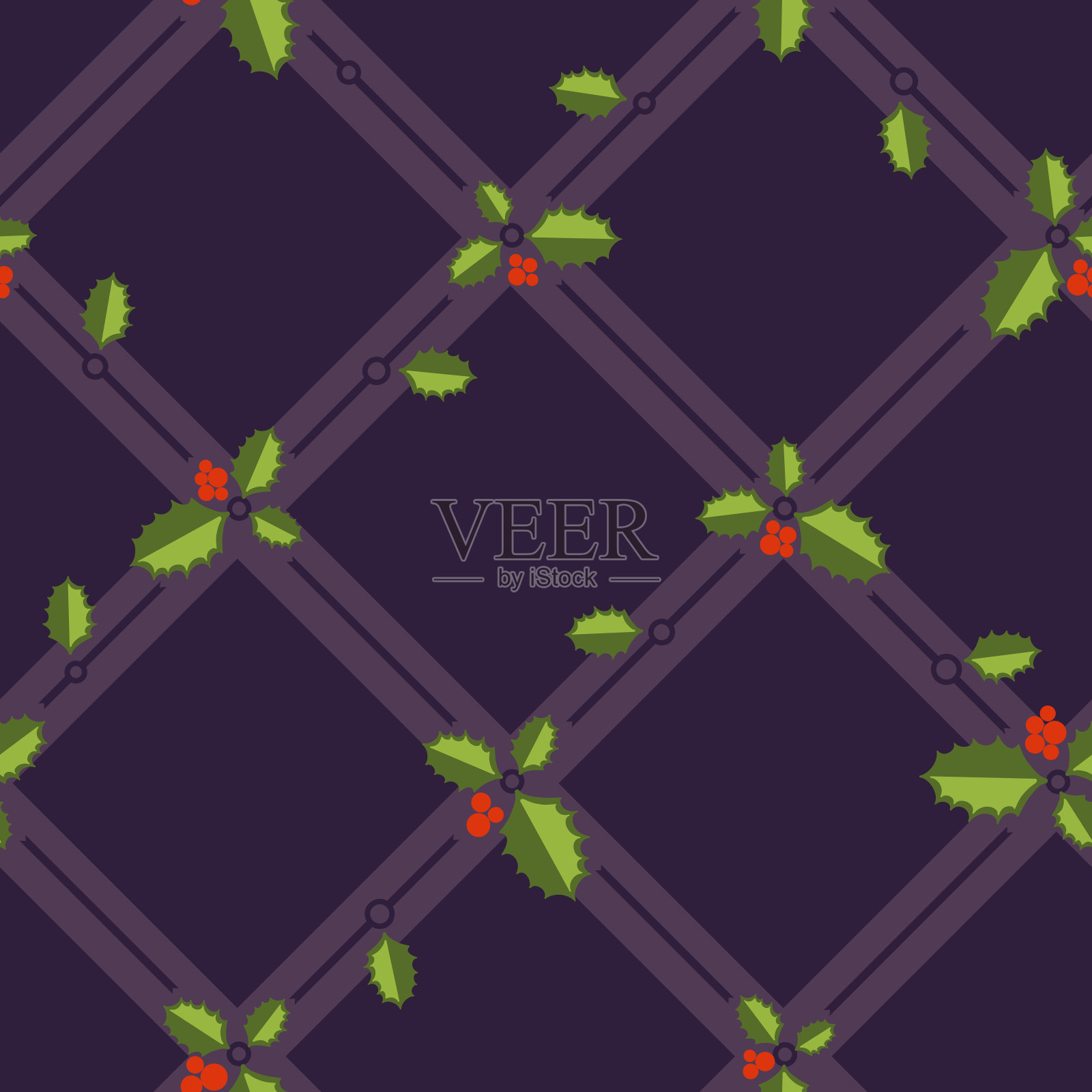 扁平多彩的圣诞无缝图案。重复圣诞符号。插画图片素材