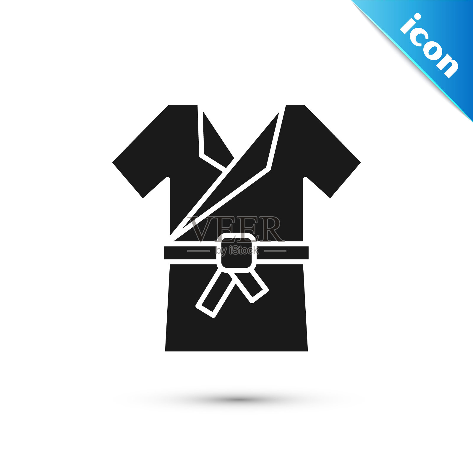 黑色日本传统服装和服图标孤立的白色背景。矢量图插画图片素材