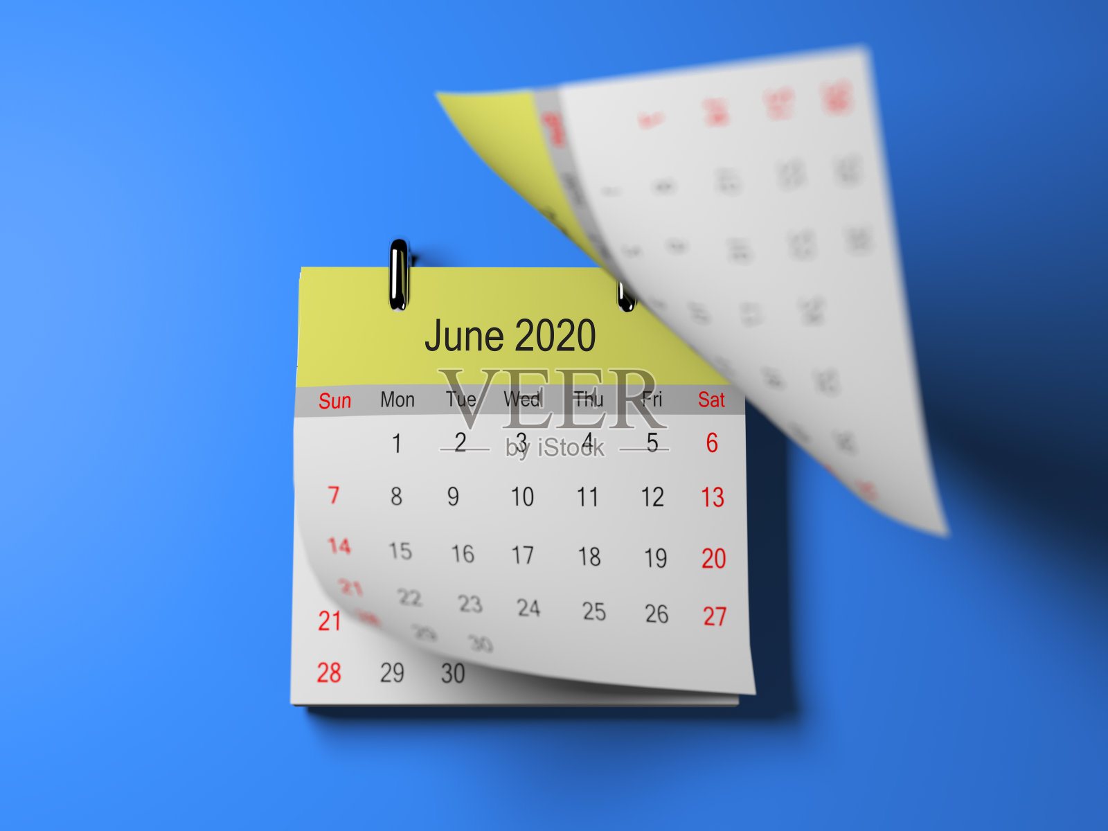 蓝色背景的2020日历照片摄影图片