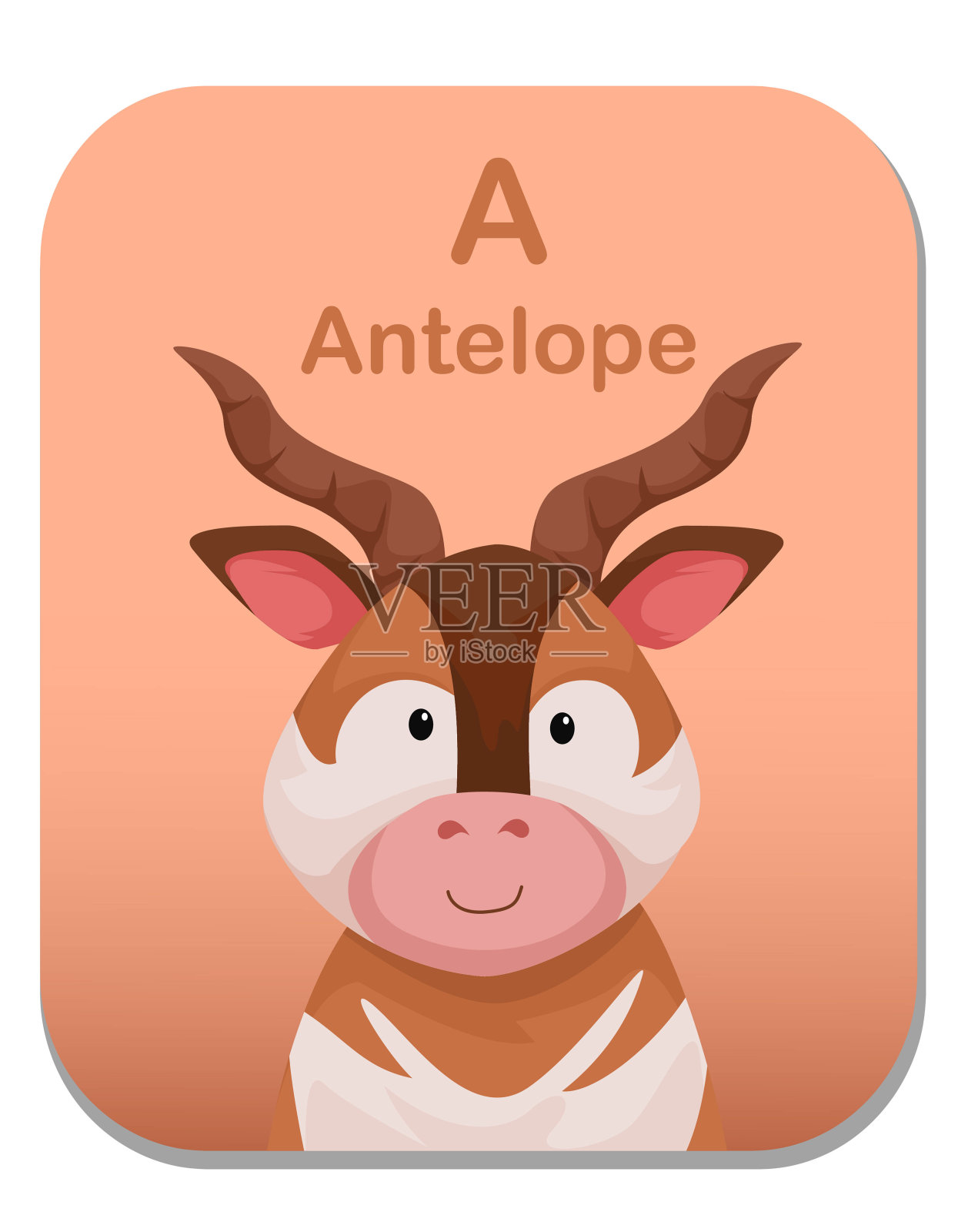 字母A与动物角色矢量插图插画图片素材