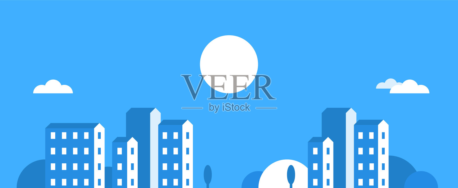 城市天际线全景。插画图片素材