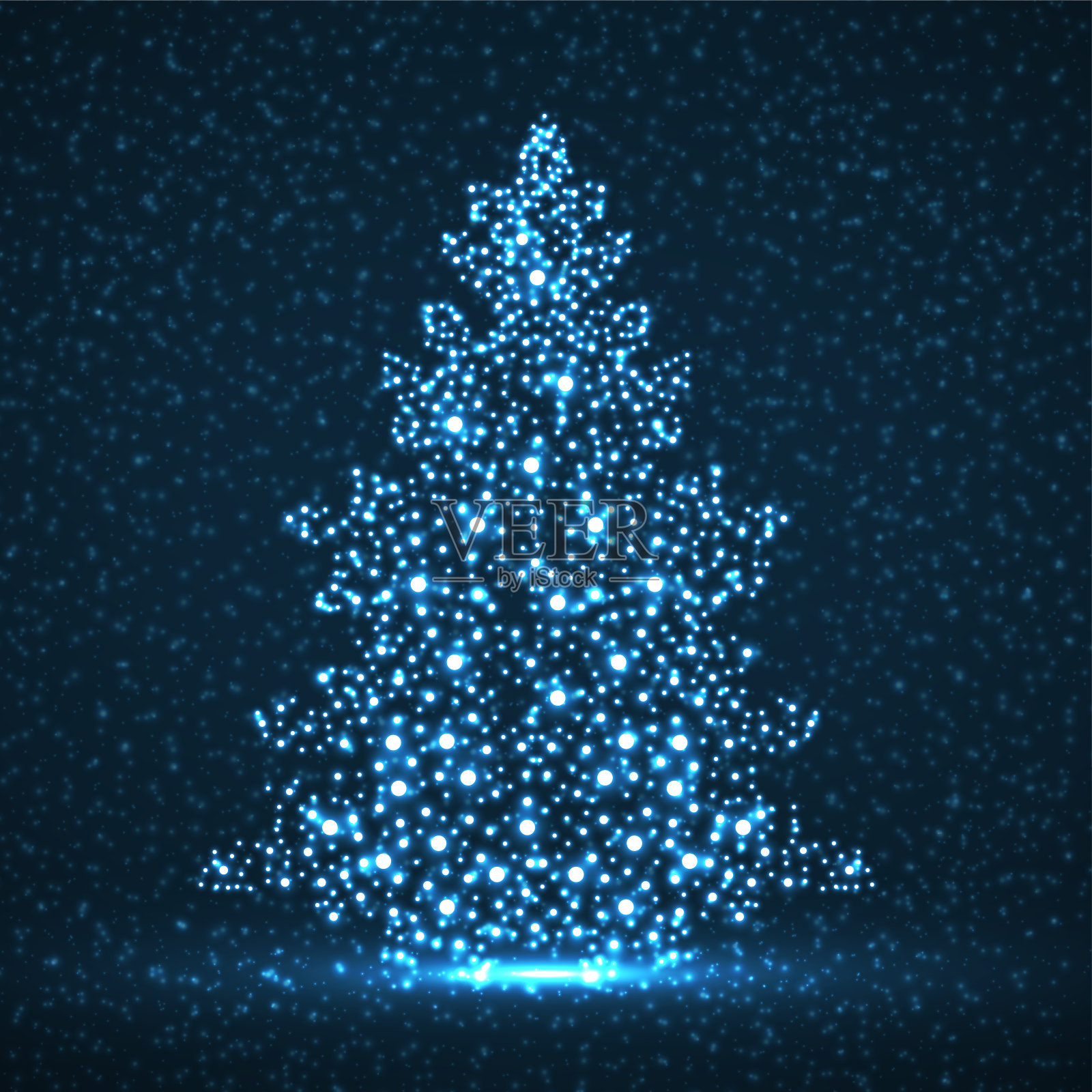 抽象霓虹圣诞树发光粒子插画图片素材