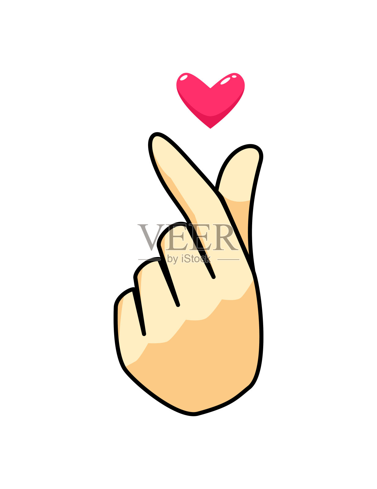 韩式的“爱”手势。颜色版本插画图片素材