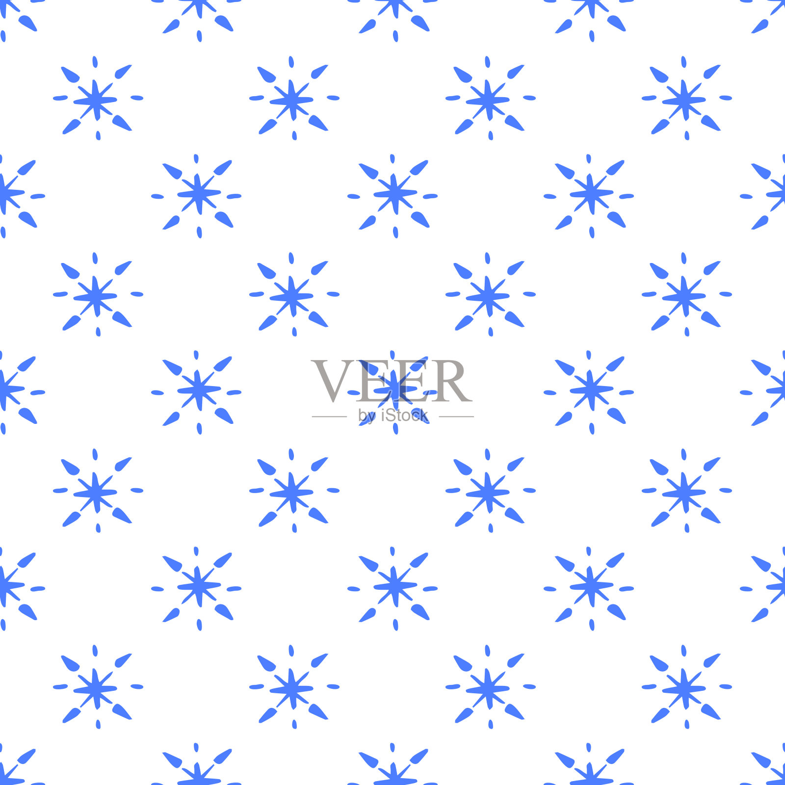 无缝图案与手绘雪花插画图片素材